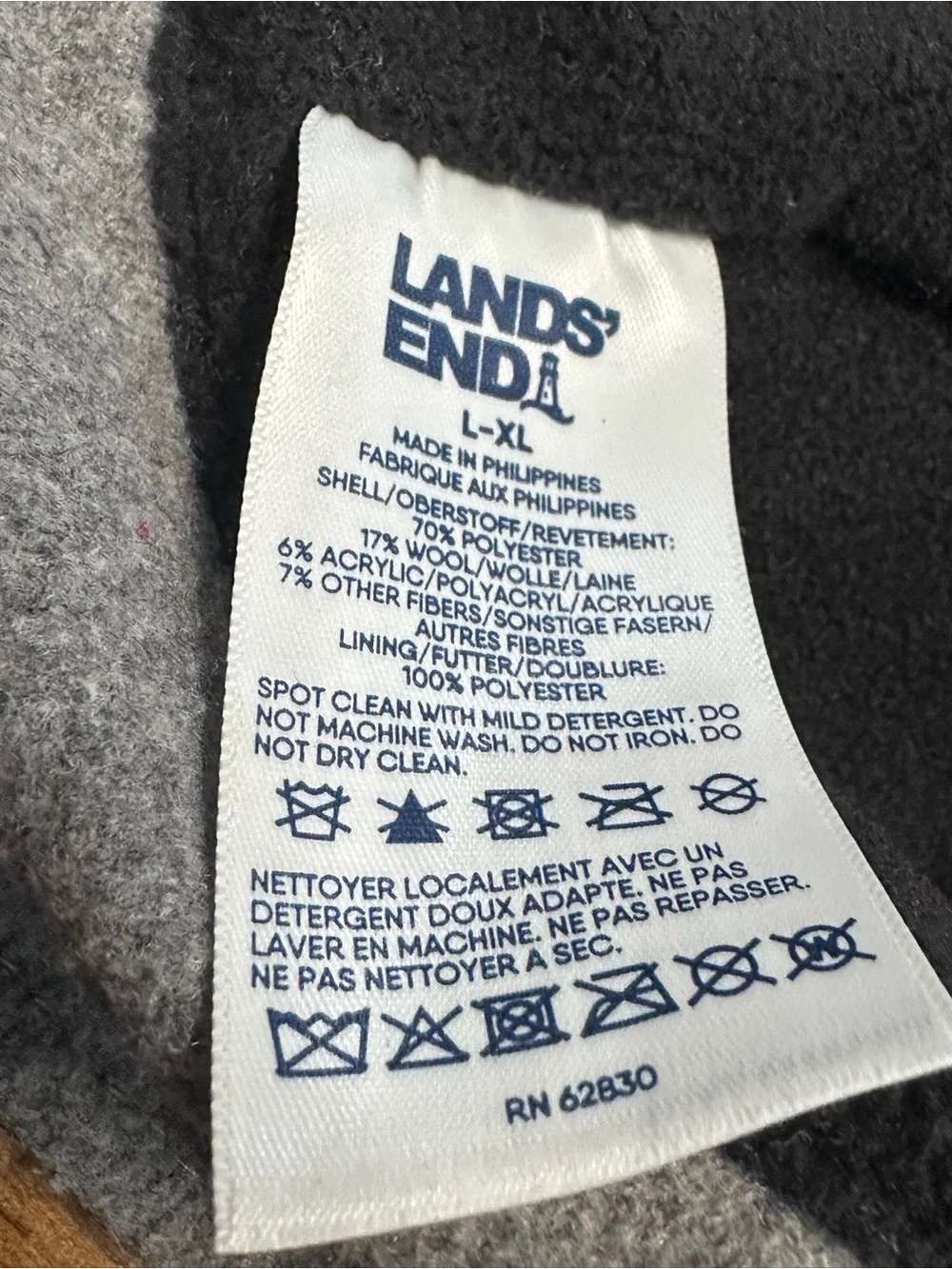 Lands’‎ End Women’s Cashtouch Cloche Bucket Hat Heather Gray L/XL Fleece Lined